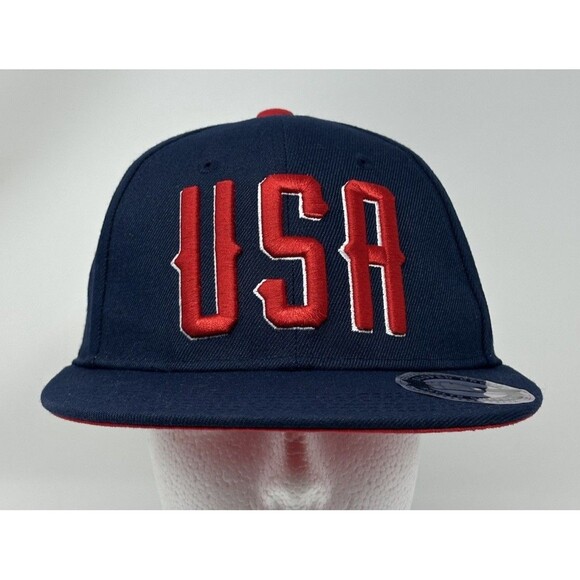 RSVLTS Sloped Crown USA United States of America Blue USA Snapback Hat Cap OSFA - Picture 1 of 9